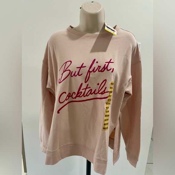 WildFox Women’s Sweater size medium Pink “ But First Cocktails” - Picture 1 of 2